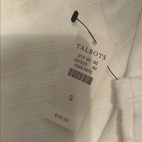 NWT: Talbots White Ribbed Fitted Short Sleeve Tee (size S) - Picture 7 of 7